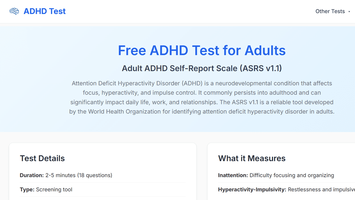 Free ADHD Test